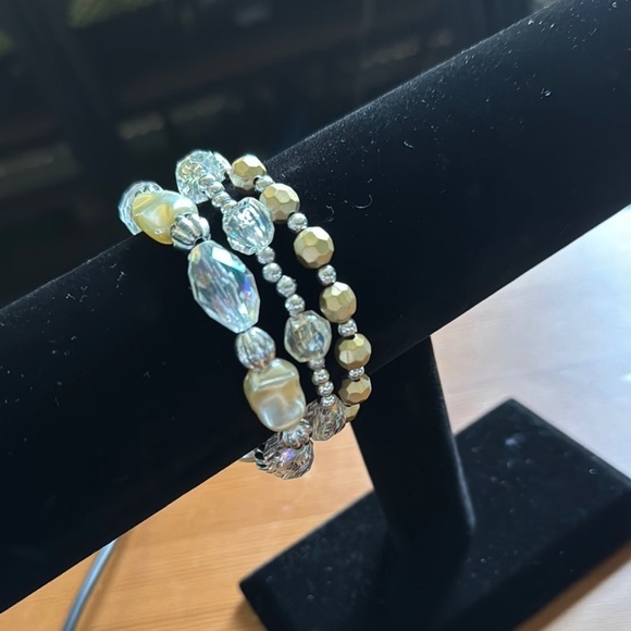 Jewelry - Elegant Gold and Silver Beaded Bracelet Set
